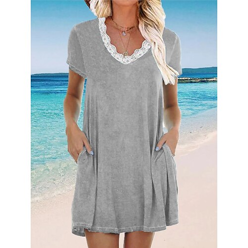 Women's A Line Dress Short Mini Dress Gray Short Sleeve Solid Color Ruched Spring Summer V Neck Elegant Casual 2022 S M L XL XXL
Women's A Line Dress Short Mini Dress Gray Short Sleeve Solid Color Ruched Spring Summer V Neck Elegant Casual 2022 S M L XL XXL
