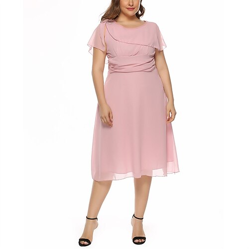 Women's Plus Size Casual Dress Solid Color Crew Neck Ruched Short Sleeve Spring Fall Casual Knee Length Dress Causal Daily Dress / Mesh
Women's Plus Size Casual Dress Solid Color Crew Neck Ruched Short Sleeve Spring Fall Casual Knee Length Dress Causal Daily Dress / Mesh