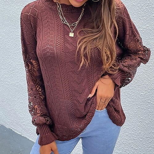 Women's Sweater Pullover Jumper Knitted Hole Pure Color Stylish Casual Soft Long Sleeve Sweater Cardigans Crew Neck Spring Summer White Black Gray
Women's Sweater Pullover Jumper Knitted Hole Pure Color Stylish Casual Soft Long Sleeve Sweater Cardigans Crew Neck Spring Summer White Black Gray