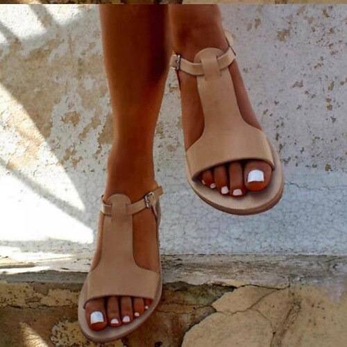 Women's Sandals Plus Size Flat Heel Open Toe Casual Daily Beach Walking Shoes PU Leather Buckle T-Strap Summer Solid Colored Light Brown Black
Women's Sandals Plus Size Flat Heel Open Toe Casual Daily Beach Walking Shoes PU Leather Buckle T-Strap Summer Solid Colored Light Brown Black