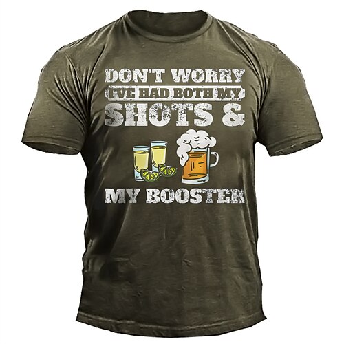 Men's T shirt 3D Print Graphic Beer Crew Neck Street Casual Print Short Sleeve Tops Basic Fashion Classic Comfortable Army Green / Sports / Summer
Men's T shirt 3D Print Graphic Beer Crew Neck Street Casual Print Short Sleeve Tops Basic Fashion Classic Comfortable Army Green / Sports / Summer