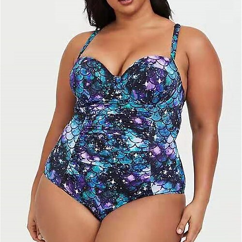 Women's Swimwear One Piece Monokini Bathing Suits Plus Size Swimsuit Tummy Control Open Back Printing High Waisted Graphic Blue V Wire Bathing Suits Sexy Vacation Fashion / Modern / New / Padded Bras
Women's Swimwear One Piece Monokini Bathing Suits Plus Size Swimsuit Tummy Control Open Back Printing High Waisted Graphic Blue V Wire Bathing Suits Sexy Vacation Fashion / Modern / New / Padded Bras