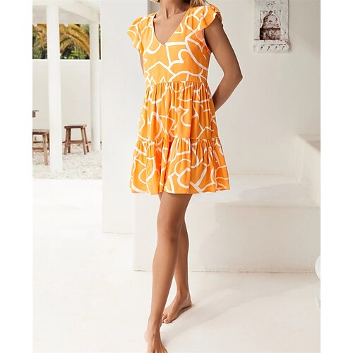 Women's T Shirt Dress Tee Dress Knee Length Dress Orange Sleeveless Geometric Print Spring Summer V Neck Casual Linen S M L XL
Women's T Shirt Dress Tee Dress Knee Length Dress Orange Sleeveless Geometric Print Spring Summer V Neck Casual Linen S M L XL