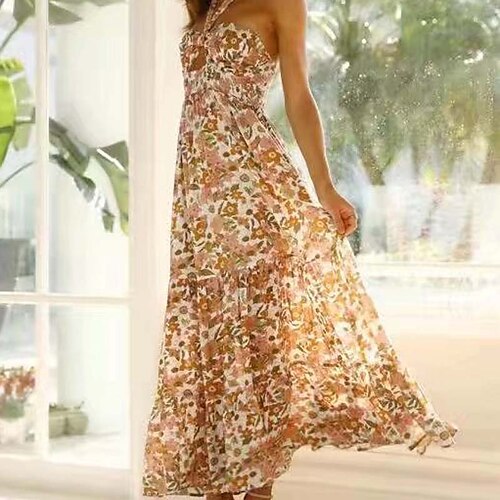 Women's Sheath Dress Midi Dress Orange Sleeveless Floral Print Backless Ruched Print Spring Summer Halter Neck Casual Vacation 2022 S M L
Women's Sheath Dress Midi Dress Orange Sleeveless Floral Print Backless Ruched Print Spring Summer Halter Neck Casual Vacation 2022 S M L