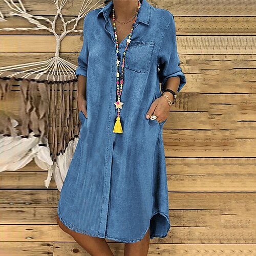 Women's Shift Dress Short Mini Dress Black Navy Blue Light Blue Long Sleeve Pure Color Pocket Button Spring Summer Shirt Collar Casual Classic 2022 M S L XL XXL 3XL
Women's Shift Dress Short Mini Dress Black Navy Blue Light Blue Long Sleeve Pure Color Pocket Button Spring Summer Shirt Collar Casual Classic 2022 M S L XL XXL 3XL