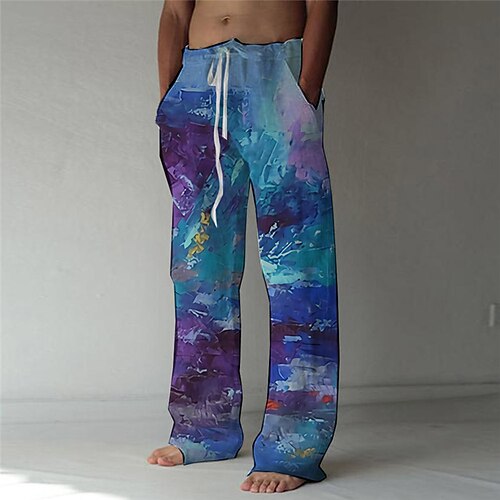 Men's Fashion Designer Straight Trousers 3D Print Elastic Drawstring Design Front Pocket Pants Casual Daily Painting Graphic Prints Comfort Soft Mid Waist Blue S M L XL XXL
Men's Fashion Designer Straight Trousers 3D Print Elastic Drawstring Design Front Pocket Pants Casual Daily Painting Graphic Prints Comfort Soft Mid Waist Blue S M L XL XXL