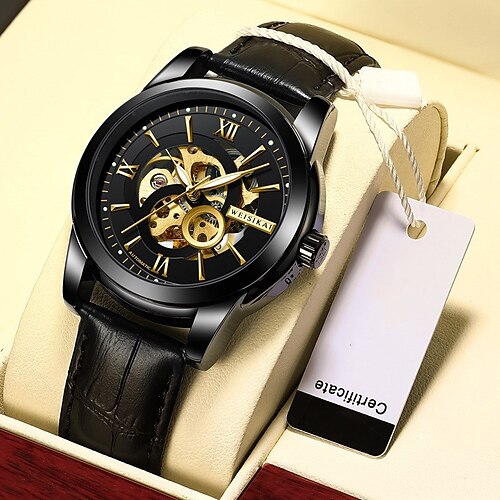 WEISIKAI Mechanical Watch for Men Analog Automatic self-winding Luminous Hole Modern Style Waterproof Hollow Engraving Alloy Genuine Leather Machine
WEISIKAI Mechanical Watch for Men Analog Automatic self-winding Luminous Hole Modern Style Waterproof Hollow Engraving Alloy Genuine Leather Machine