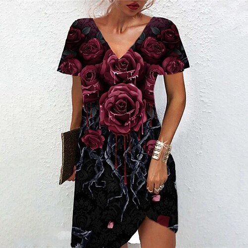 Women's A Line Dress Short Mini Dress Black Short Sleeve Floral Print Spring Summer V Neck Casual Vacation 2022 S M L XL XXL 3XL
Women's A Line Dress Short Mini Dress Black Short Sleeve Floral Print Spring Summer V Neck Casual Vacation 2022 S M L XL XXL 3XL