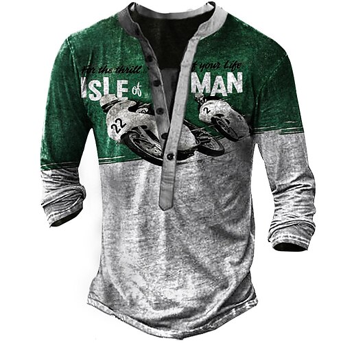 Men's Henley Shirt T shirt 3D Print Graphic Color Block Motorcycle Henley Street Casual Button-Down Print Long Sleeve Tops Basic Fashion Classic Comfortable Green
Men's Henley Shirt T shirt 3D Print Graphic Color Block Motorcycle Henley Street Casual Button-Down Print Long Sleeve Tops Basic Fashion Classic Comfortable Green
