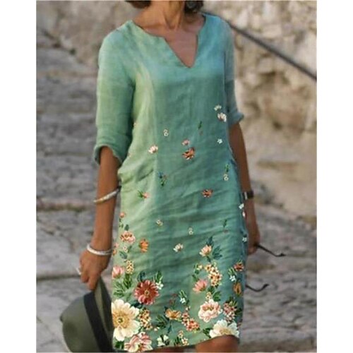 Women's Casual Dress Midi Dress Green Blue White 3/4 Length Sleeve Floral Patchwork Winter Fall Autumn V Neck Loose Fit 2022 S M L XL XXL 3XL
Women's Casual Dress Midi Dress Green Blue White 3/4 Length Sleeve Floral Patchwork Winter Fall Autumn V Neck Loose Fit 2022 S M L XL XXL 3XL