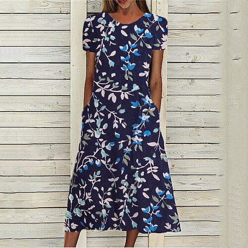 Women's A Line Dress Midi Dress Navy Blue Short Sleeve Floral Pocket Print Spring Summer Round Neck Stylish Casual Modern 2022 S M L XL XXL 3XL
Women's A Line Dress Midi Dress Navy Blue Short Sleeve Floral Pocket Print Spring Summer Round Neck Stylish Casual Modern 2022 S M L XL XXL 3XL