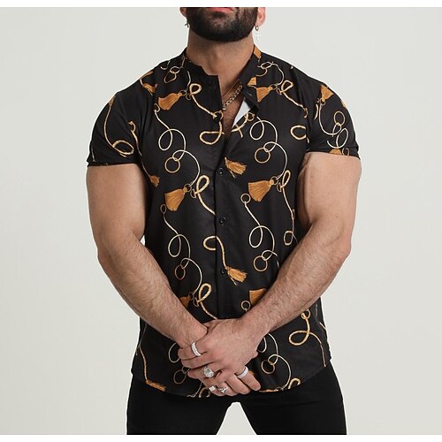 Men's Shirt 3D Print Graphic Chains Print Turndown Street Casual Button-Down Print Short Sleeve Tops Casual Fashion Designer Breathable Black
Men's Shirt 3D Print Graphic Chains Print Turndown Street Casual Button-Down Print Short Sleeve Tops Casual Fashion Designer Breathable Black