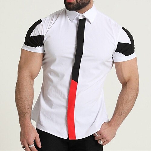 Men's Shirt Color Block Turndown Street Casual Color Block Button-Down Short Sleeve Tops Elegant Fashion Streetwear Cool White Black
Men's Shirt Color Block Turndown Street Casual Color Block Button-Down Short Sleeve Tops Elegant Fashion Streetwear Cool White Black