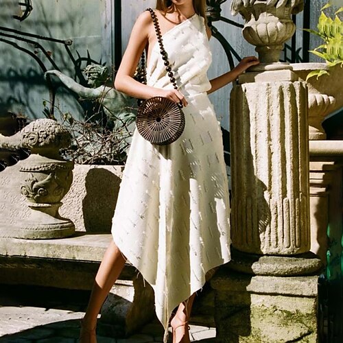 Women's White Dress Maxi long Dress White Sleeveless Pure Color Backless Jacquard Cold Shoulder Spring Summer One Shoulder Elegant 2022 S M L XL
Women's White Dress Maxi long Dress White Sleeveless Pure Color Backless Jacquard Cold Shoulder Spring Summer One Shoulder Elegant 2022 S M L XL