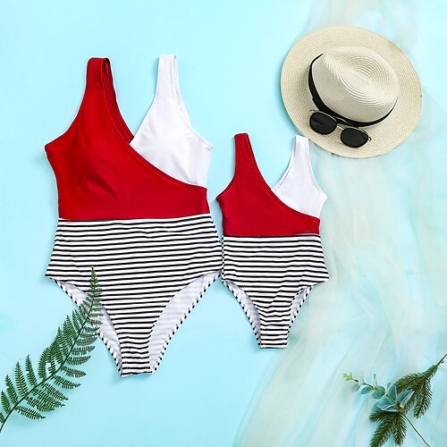 Mommy and Me Swimsuit Striped Color Block Causal Print Colorblock Sleeveless Vacation Matching Outfits / Summer
Mommy and Me Swimsuit Striped Color Block Causal Print Colorblock Sleeveless Vacation Matching Outfits / Summer