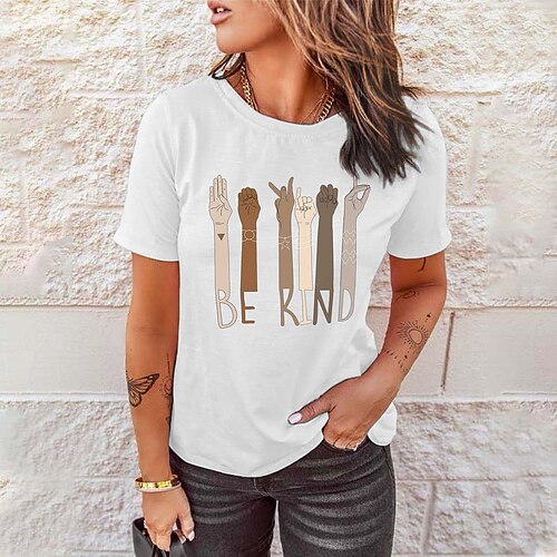 Women's Casual Weekend Be kind Painting T shirt Tee Graphic Short Sleeve Print Round Neck Basic Tops White Black Blue S
Women's Casual Weekend Be kind Painting T shirt Tee Graphic Short Sleeve Print Round Neck Basic Tops White Black Blue S