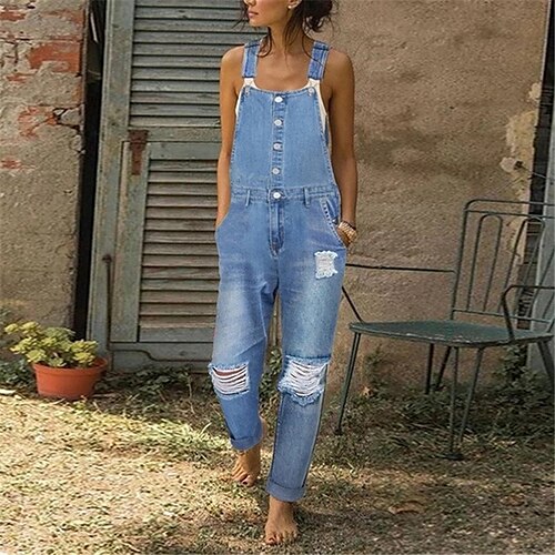 Women's Jumpsuit Backless Ripped Solid Color Square Neck Active Street Going out Regular Fit Sleeveless Navy Blue Light Blue Gray S M L Spring
Women's Jumpsuit Backless Ripped Solid Color Square Neck Active Street Going out Regular Fit Sleeveless Navy Blue Light Blue Gray S M L Spring