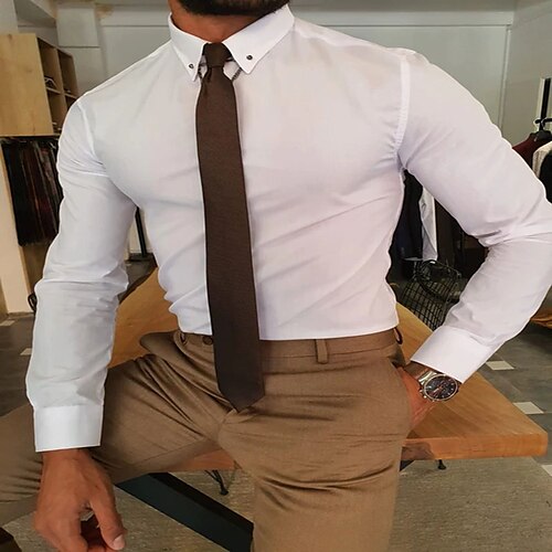 Men's Shirt Solid Colored Turndown Casual Daily Button-Down Long Sleeve Tops Casual Fashion Breathable Comfortable White
Men's Shirt Solid Colored Turndown Casual Daily Button-Down Long Sleeve Tops Casual Fashion Breathable Comfortable White