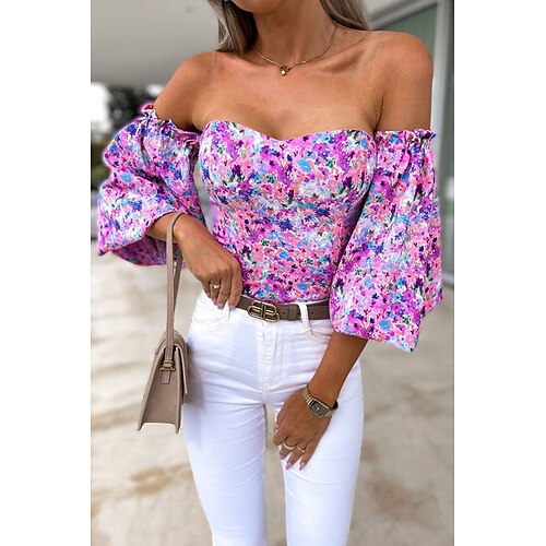 Women's Daily Holiday Weekend Floral Crop Top Blouse Shirt Floral Half Sleeve Off Shoulder Print Off Shoulder Casual Streetwear Hawaiian Tops Purple Red S / 3D Print
Women's Daily Holiday Weekend Floral Crop Top Blouse Shirt Floral Half Sleeve Off Shoulder Print Off Shoulder Casual Streetwear Hawaiian Tops Purple Red S / 3D Print