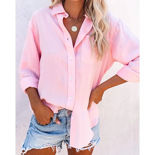 Women's Daily Weekend Blouse Shirt Plain Long Sleeve Pocket Button Shirt Collar Casual Streetwear Tops Green White Black S
Women's Daily Weekend Blouse Shirt Plain Long Sleeve Pocket Button Shirt Collar Casual Streetwear Tops Green White Black S