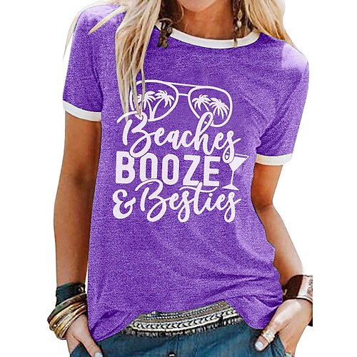 Women's Casual Weekend Painting T shirt Tee Text Short Sleeve Print Round Neck Basic Tops Green Black Blue S
Women's Casual Weekend Painting T shirt Tee Text Short Sleeve Print Round Neck Basic Tops Green Black Blue S