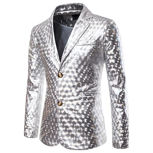 Herre Mode Glitrende Blazer jakke Normal Skræddersyet Ensfarvet Enkeltradede to-knapper Sølv Lilla Guld 2023
Herre Mode Glitrende Blazer jakke Normal Skræddersyet Ensfarvet Enkeltradede to-knapper Sølv Lilla Guld 2023