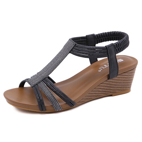 Women's Sandals Wedge Sandals Wedge Heels Wedge Heel Round Toe Open Toe Elegant Casual Daily Office Walking Shoes PU Leather Elastic Band Spring Summer Solid Colored Black Rosy Pink Gold
Women's Sandals Wedge Sandals Wedge Heels Wedge Heel Round Toe Open Toe Elegant Casual Daily Office Walking Shoes PU Leather Elastic Band Spring Summer Solid Colored Black Rosy Pink Gold