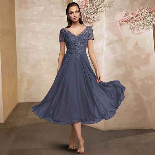 Linea-A Abito da cerimonia per signora Taglia forte Elegante A V Lunghezza tè Chiffon Di pizzo Manica corta con A pieghe Con applique 2023
Linea-A Abito da cerimonia per signora Taglia forte Elegante A V Lunghezza tè Chiffon Di pizzo Manica corta con A pieghe Con applique 2023