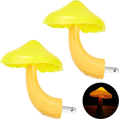 

LED Mushroom Night Light Mini Yellow Warm White Wall Plug-in Bedside Lamp for Children Kids Bedroom Decor Nightlight