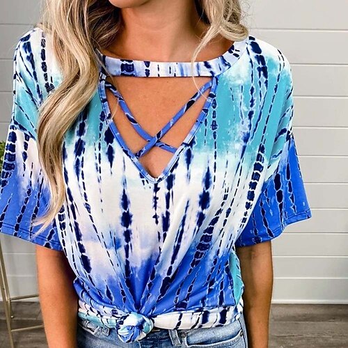 Women's Casual Weekend Painting T shirt Tee Tie Dye Short Sleeve Cut Out Round Neck Basic Tops Blue S / 3D Print
Women's Casual Weekend Painting T shirt Tee Tie Dye Short Sleeve Cut Out Round Neck Basic Tops Blue S / 3D Print