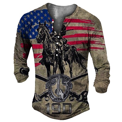 Men's Henley Shirt Tee T shirt Tee 3D Print Graphic Horse National Flag Plus Size Henley Daily Sports Button-Down Print Long Sleeve Tops Basic Classic Designer Comfortable Brown
Men's Henley Shirt Tee T shirt Tee 3D Print Graphic Horse National Flag Plus Size Henley Daily Sports Button-Down Print Long Sleeve Tops Basic Classic Designer Comfortable Brown