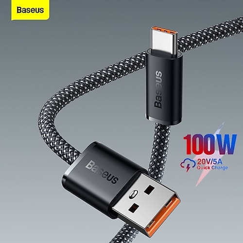 

Baseus Dynamic Series 100W 3ft 6ft 5A USB A to USB C 480Mbps High Data Transfer Fast Charging Cable Nylon Braided Cord Compatible with Samsung Galaxy S10 S9 S20 Plus A51 A12 Note 10 9 8 PS5 Controller