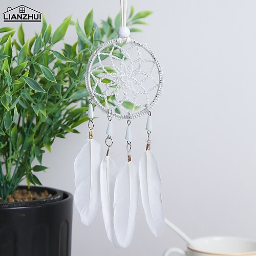 White Dream Catcher Handmade Gift Feather Hook Flower Wind Chime Ornament Wall Hanging Car Pendant Decor Art Boho Style 6.518CM
White Dream Catcher Handmade Gift Feather Hook Flower Wind Chime Ornament Wall Hanging Car Pendant Decor Art Boho Style 6.518CM