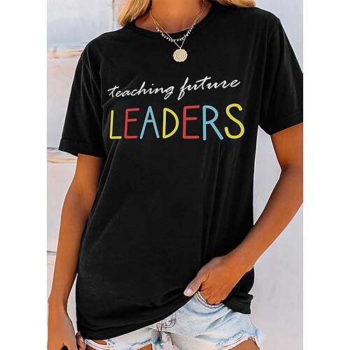 Women's Casual Weekend Painting T shirt Tee Text Short Sleeve Print Round Neck Basic Tops Black Blue Gray S
Women's Casual Weekend Painting T shirt Tee Text Short Sleeve Print Round Neck Basic Tops Black Blue Gray S
