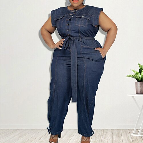 Women's Plus Size Jumpsuit Pocket Solid Color Streetwear Casual Daily High Full Length Spring Summer Blue Royal Blue XL XXL 3XL 4XL 5XL / Denim
Women's Plus Size Jumpsuit Pocket Solid Color Streetwear Casual Daily High Full Length Spring Summer Blue Royal Blue XL XXL 3XL 4XL 5XL / Denim