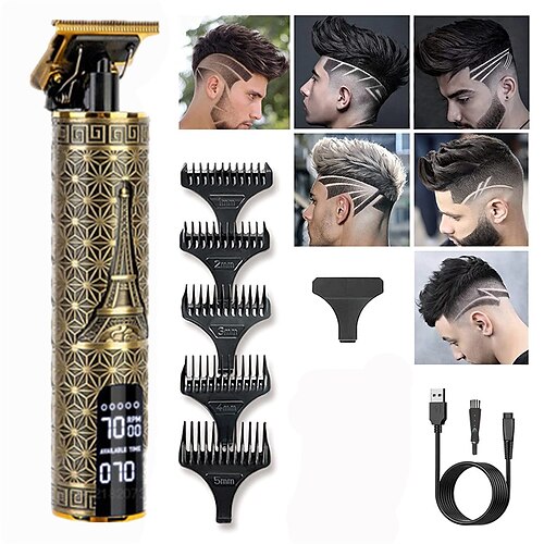 

Hair Clippers for Men 2000mAh Cordless Hair Trimmer Beard Trimmer Electric Pro Li Outline Trimmer 0mm Baldheaded Zero Gapped Trimmer Professional Hair Cutting Kit for Barber (Gold)
