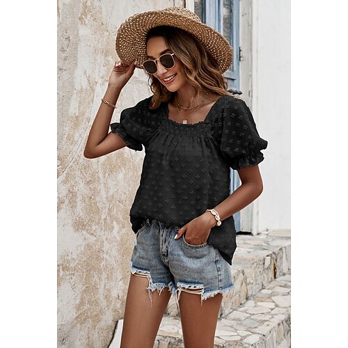 Women's Plain Daily Weekend Blouse Shirt Short Sleeve Square Neck Casual Streetwear Tops White Black Blue S
Women's Plain Daily Weekend Blouse Shirt Short Sleeve Square Neck Casual Streetwear Tops White Black Blue S