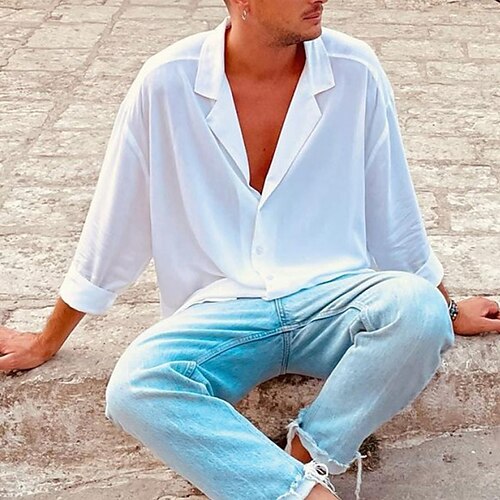 Men's Shirt Solid Color Turndown Street Casual Button-Down Long Sleeve Tops Casual Fashion Breathable Comfortable White
Men's Shirt Solid Color Turndown Street Casual Button-Down Long Sleeve Tops Casual Fashion Breathable Comfortable White