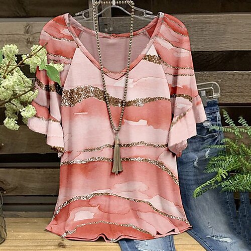 Women's Plus Size Curve Tops T shirt Tee Color Gradient Color Block Print Short Sleeve V Neck Streetwear Daily Back to School Polyester Spring Summer Green Blue
Women's Plus Size Curve Tops T shirt Tee Color Gradient Color Block Print Short Sleeve V Neck Streetwear Daily Back to School Polyester Spring Summer Green Blue