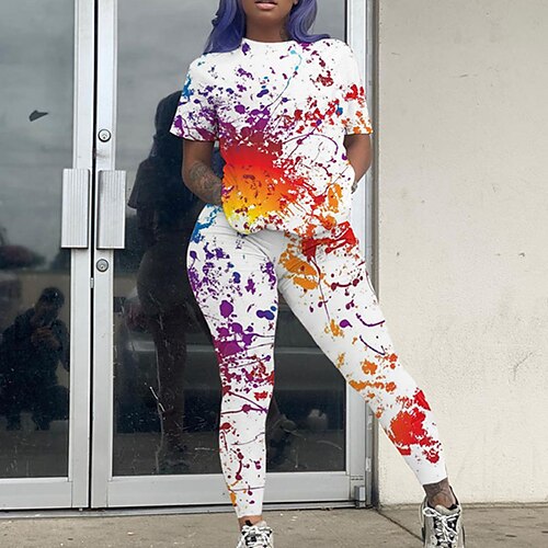 Women's Loungewear Sets Nighty Tie Dye Rendering Fashion Comfort Home Polyester Lapel Short Sleeve T shirt Tee Pant Spring Summer White Black
Women's Loungewear Sets Nighty Tie Dye Rendering Fashion Comfort Home Polyester Lapel Short Sleeve T shirt Tee Pant Spring Summer White Black