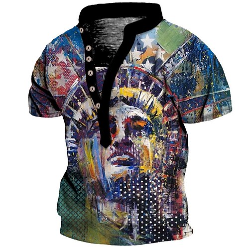 Men's Henley Shirt Tee T shirt Tee 3D Print Graphic Oil Painting Plus Size Stand Collar Daily Sports Button-Down Print Short Sleeve Tops Basic Casual Designer Big and Tall Blue
Men's Henley Shirt Tee T shirt Tee 3D Print Graphic Oil Painting Plus Size Stand Collar Daily Sports Button-Down Print Short Sleeve Tops Basic Casual Designer Big and Tall Blue