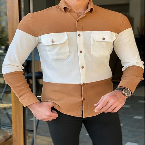 Men's Shirt Patchwork Turndown Casual Daily Button-Down Long Sleeve Tops Casual Fashion Breathable Comfortable Brown
Men's Shirt Patchwork Turndown Casual Daily Button-Down Long Sleeve Tops Casual Fashion Breathable Comfortable Brown