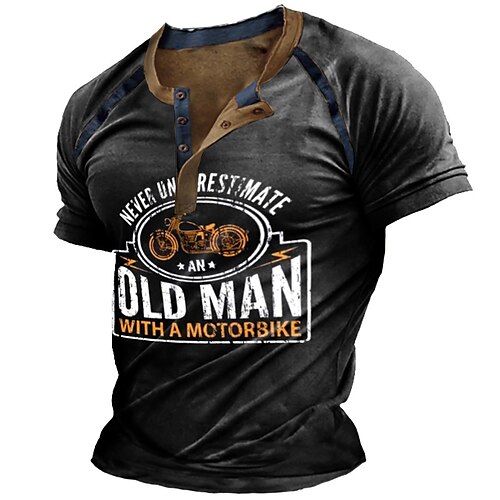 Men's Henley Shirt T shirt Tee 3D Print Graphic Motorcycle Letter Henley Street Casual Button-Down Print Short Sleeve Tops Basic Fashion Classic Comfortable Black
Men's Henley Shirt T shirt Tee 3D Print Graphic Motorcycle Letter Henley Street Casual Button-Down Print Short Sleeve Tops Basic Fashion Classic Comfortable Black