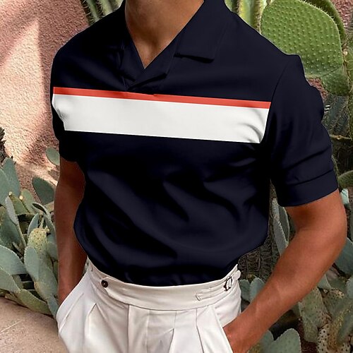 Men's Collar Polo Shirt Golf Shirt Striped Turndown Navy Blue 3D Print Casual Daily Short Sleeve Button-Down Print Clothing Apparel Fashion Designer Casual Breathable / Sports
Men's Collar Polo Shirt Golf Shirt Striped Turndown Navy Blue 3D Print Casual Daily Short Sleeve Button-Down Print Clothing Apparel Fashion Designer Casual Breathable / Sports