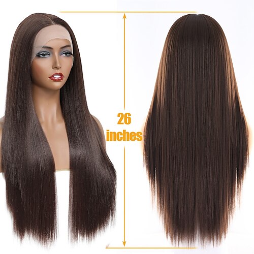 Synthetic Lace Front Wig Middle Part Brown Color Long Straight Swiss Lace Hairstyle For Black Women Daily Hair Wig
Synthetic Lace Front Wig Middle Part Brown Color Long Straight Swiss Lace Hairstyle For Black Women Daily Hair Wig