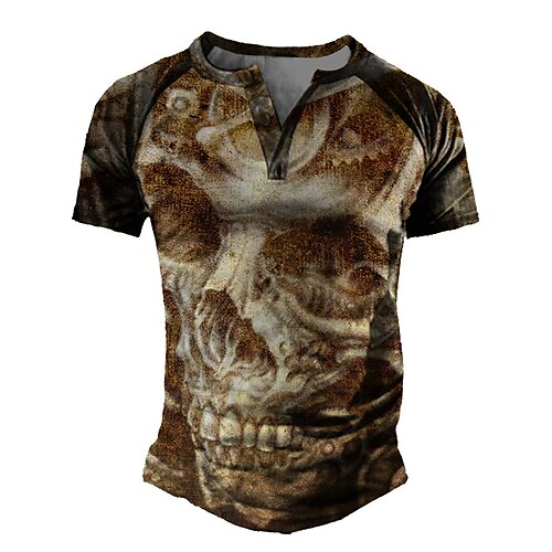 Men's Henley Shirt Tee T shirt 3D Print Graphic Color Block Skull Plus Size Henley Daily Sports Patchwork Button-Down Short Sleeve Tops Basic Casual Classic Designer Brown
Men's Henley Shirt Tee T shirt 3D Print Graphic Color Block Skull Plus Size Henley Daily Sports Patchwork Button-Down Short Sleeve Tops Basic Casual Classic Designer Brown