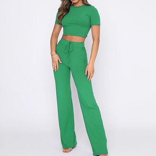 Women's Loungewear Sets Nighty 2 Pieces Pure Color Simple Comfort Home Polyester Crew Neck Spring Summer Green Blue
Women's Loungewear Sets Nighty 2 Pieces Pure Color Simple Comfort Home Polyester Crew Neck Spring Summer Green Blue