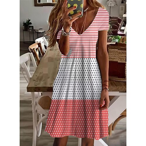 Women's Shift Dress Short Mini Dress Black Yellow Wine Red Short Sleeve Polka Dot Striped Print Spring Summer V Neck Elegant Casual Vacation 2022 S M L XL XXL 3XL
Women's Shift Dress Short Mini Dress Black Yellow Wine Red Short Sleeve Polka Dot Striped Print Spring Summer V Neck Elegant Casual Vacation 2022 S M L XL XXL 3XL