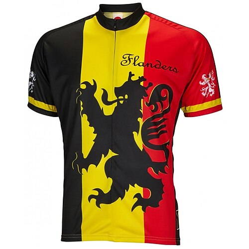 21Grams Men's Cycling Jersey Short Sleeve Bike Top with 3 Rear Pockets Mountain Bike MTB Road Bike Cycling Breathable Quick Dry Moisture Wicking Reflective Strips Red Yellow Lion Belgium Polyester
21Grams Men's Cycling Jersey Short Sleeve Bike Top with 3 Rear Pockets Mountain Bike MTB Road Bike Cycling Breathable Quick Dry Moisture Wicking Reflective Strips Red Yellow Lion Belgium Polyester