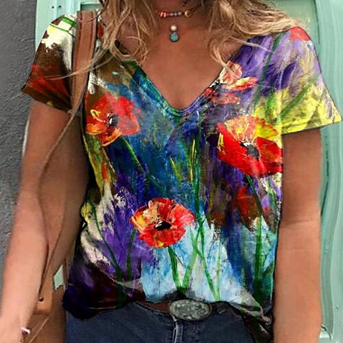 Women's Plus Size Tops T shirt Floral Graphic Print Short Sleeve Round Neck Streetwear Daily Vacation Polyester Spring Summer Blue Purple
Women's Plus Size Tops T shirt Floral Graphic Print Short Sleeve Round Neck Streetwear Daily Vacation Polyester Spring Summer Blue Purple